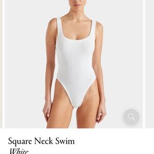 Hunza G White Square Neck One-Piece Swimsuit